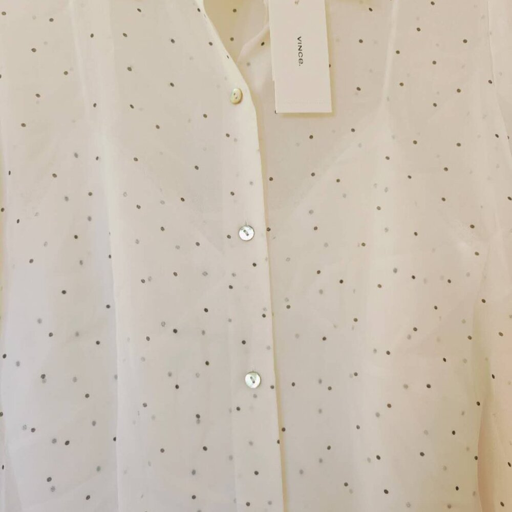 NWT Vince Sheer Dot-Print Silk Lined Blouse with matching camisole - Picture 5 of 7